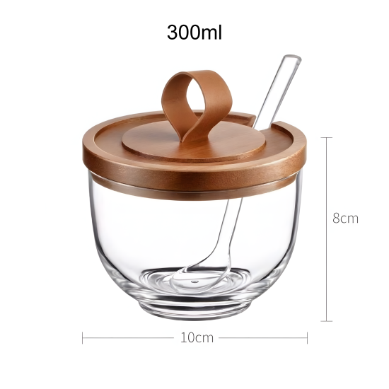 Acrylic Sugar Bowl With Wooden Lid